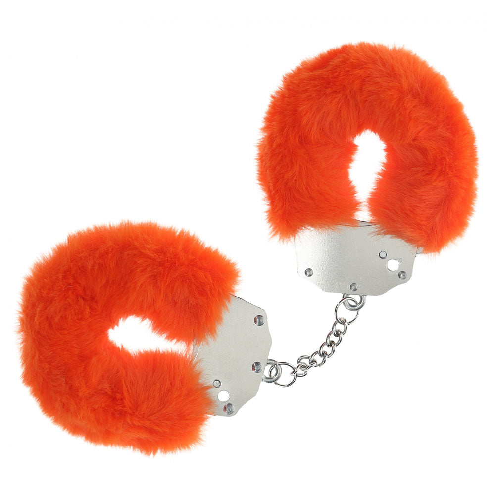 OUCH! Heavy-Duty Fluffy Cuffs - Orange - Orange Fluffy Restraints Shots Toys